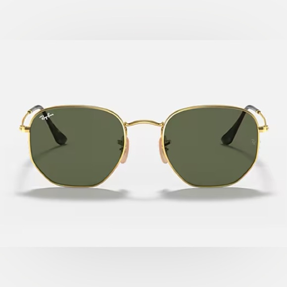 Ray-Ban Hexagonal Flat Gold Frame with Green Lenses